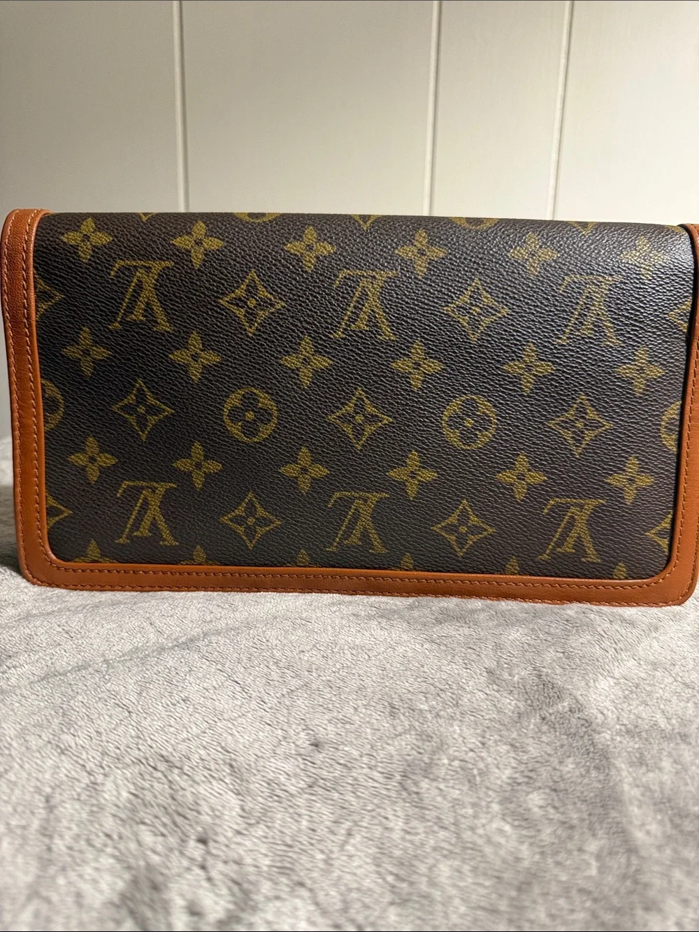 Louis Vuitton Monogram Wallet in Brown and Tan Trim